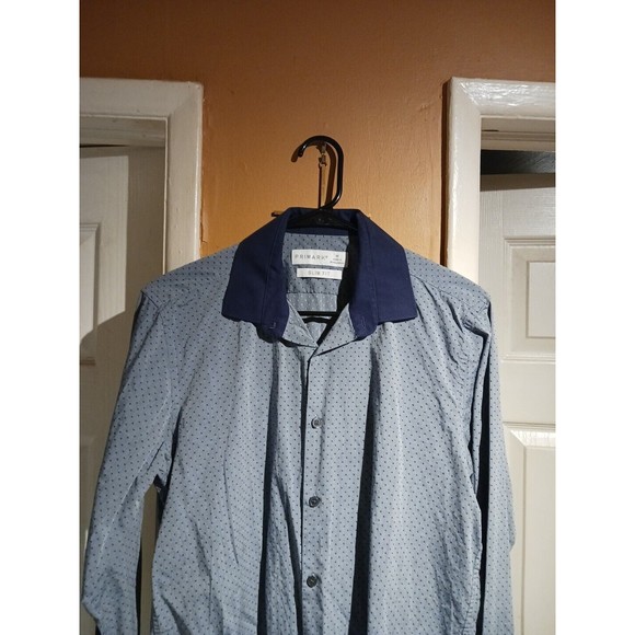 Primark Mens Pokadot Slim Fit Button-down Shirt. Size M - Picture 2 of 12